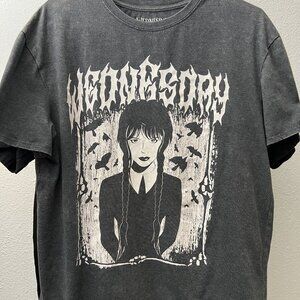 Wednesday Addams Charcoal Grey Graphic Print Tee T-Shirt SZ XXL - DEADSTOCK!